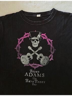 Bryan Adams The Bare Bones Tour Black T Shirt XL
